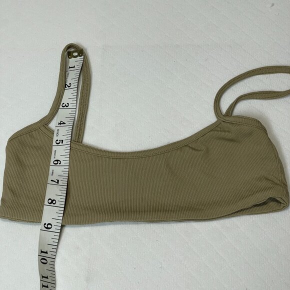Oh Polly Scoop Neck Ribbed Bikini Top in Khaki Green size Medium - Picture 3 of 6